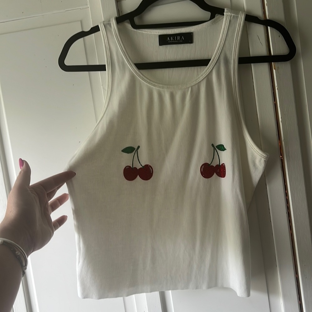 Akira tank with bedazzled cherrie nips